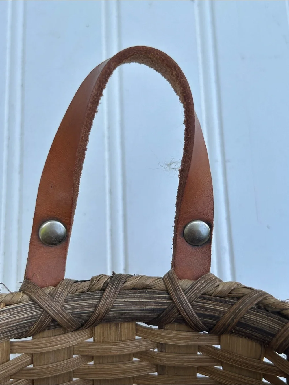 Basket Woven Rattan Wall Hang Heron Tile Accent Handmade Signed Natural 7.5x10.5